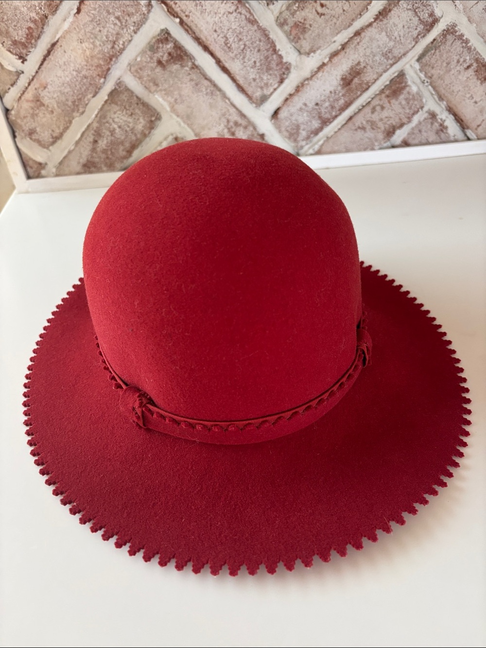 Red Women's Felt Wide-Brim Hat Vintage